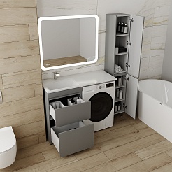 Style Line Тумба с раковиной под стиральную машину Даллас 115 L Люкс Plus серая – фотография-8